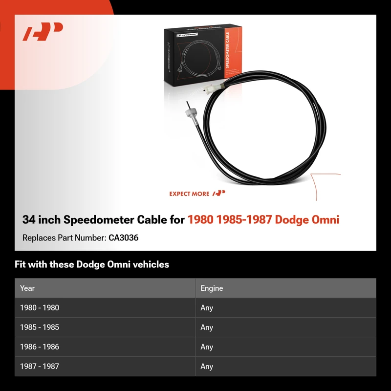 34 inch Speedometer Cable for 1980 1985-1987 Dodge Omni