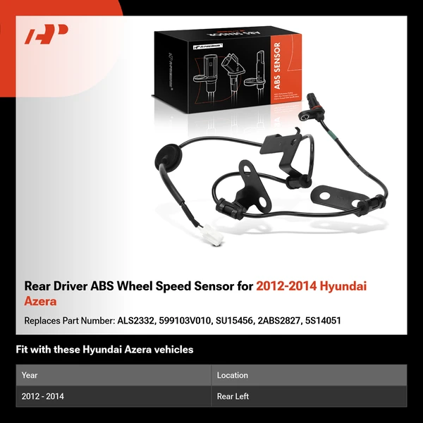 Rear Driver ABS Wheel Speed Sensor for 2012-2014 Hyundai Azera