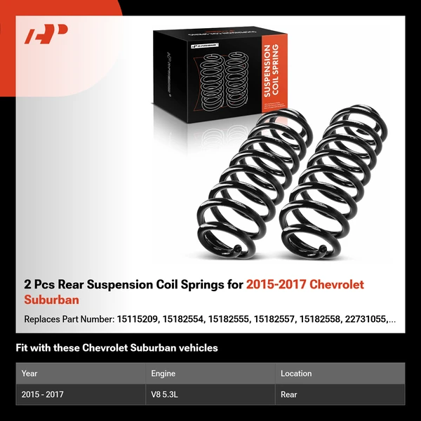 2 Pcs Rear Suspension Coil Springs for 2015-2017 Chevrolet Suburban
