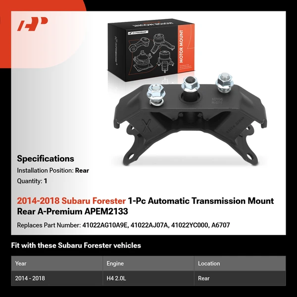 2014-2018 Subaru Forester 1-Pc Automatic Transmission Mount Rear A-Premium APEM2133