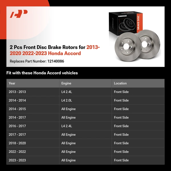 2 Pcs Front Disc Brake Rotors for 2013-2020 2022-2023 Honda Accord