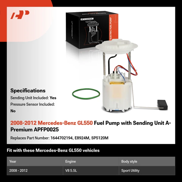 2008-2012 Mercedes-Benz GL550 Fuel Pump with Sending Unit A-Premium APFP0025