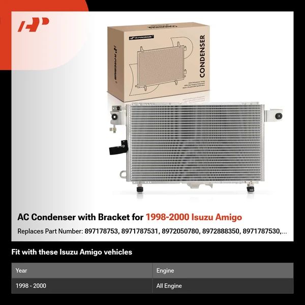 AC Condenser with Bracket for 1998-2000 Isuzu Amigo