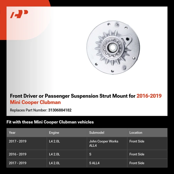 Front Driver or Passenger Suspension Strut Mount for 2016-2019 Mini Cooper Clubman