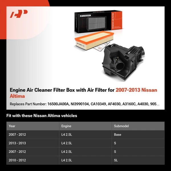 Engine Air Cleaner Filter Box with Air Filter for 2007-2013 Nissan Altima