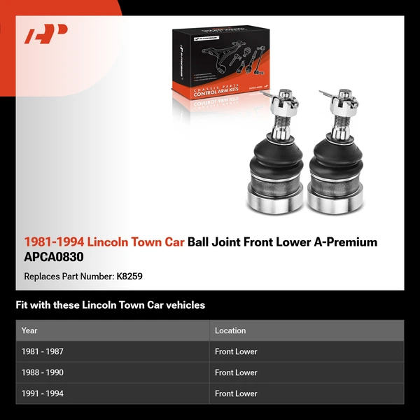 1981-1994 Lincoln Town Car Ball Joint Front Lower A-Premium APCA0830
