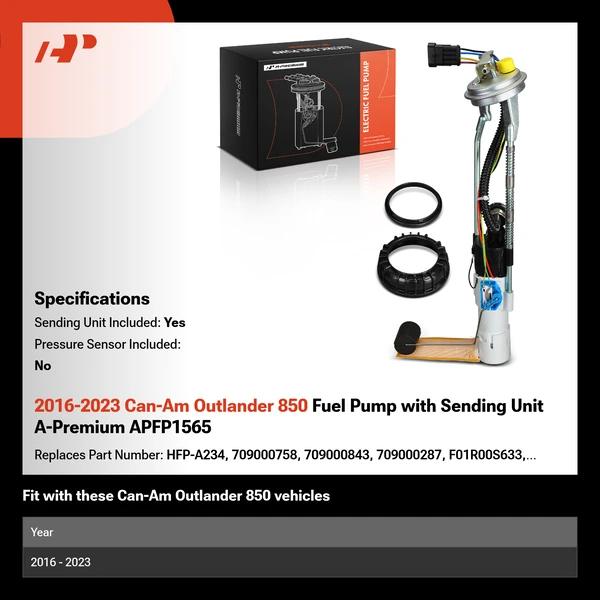 2016-2023 Can-Am Outlander 850 Fuel Pump with Sending Unit A-Premium APFP1565