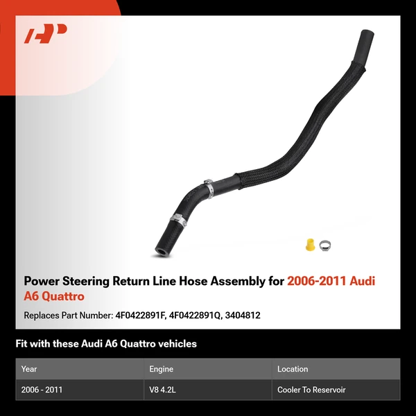 Power Steering Return Line Hose Assembly for 2006-2011 Audi A6 Quattro