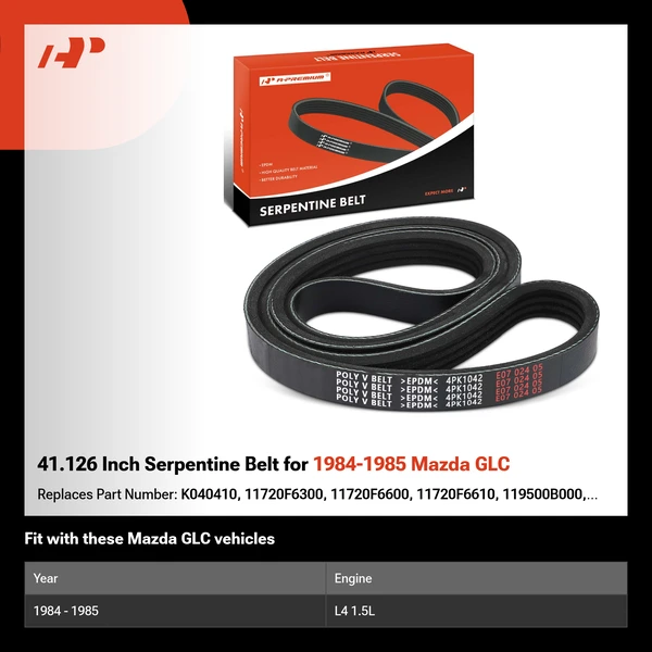 41.126 Inch Serpentine Belt for 1984-1985 Mazda GLC