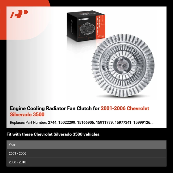 Engine Cooling Radiator Fan Clutch for 2001-2006 Chevrolet Silverado 3500