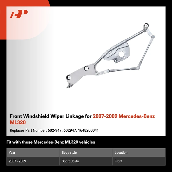Front Windshield Wiper Linkage for 2007-2009 Mercedes-Benz ML320