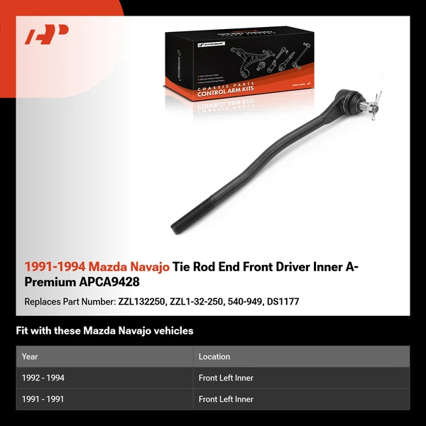 1991-1994 Mazda Navajo Tie Rod End Front Driver Inner A-Premium APCA9428