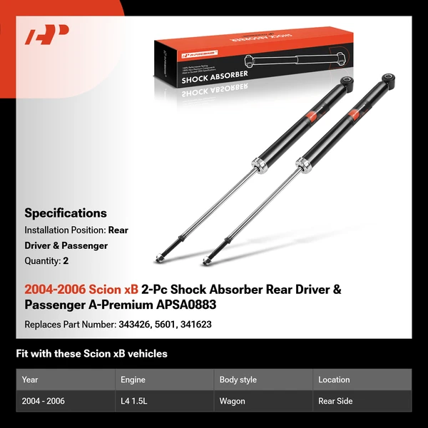 2004-2006 Scion xB 2-Pc Shock Absorber Rear Driver & Passenger A-Premium APSA0883