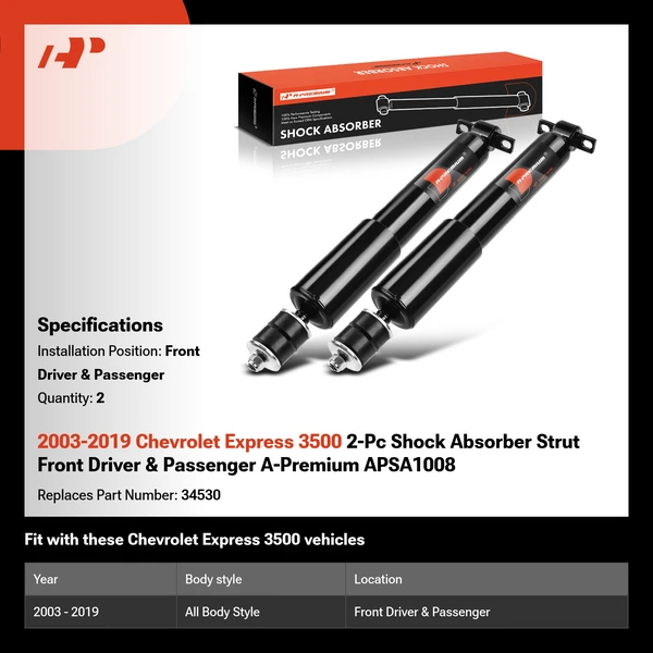 2003-2019 Chevrolet Express 3500 2-Pc Shock Absorber Strut Front Driver & Passenger A-Premium APSA1008