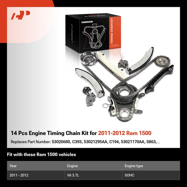 14 Pcs Engine Timing Chain Kit for 2011-2012 Ram 1500
