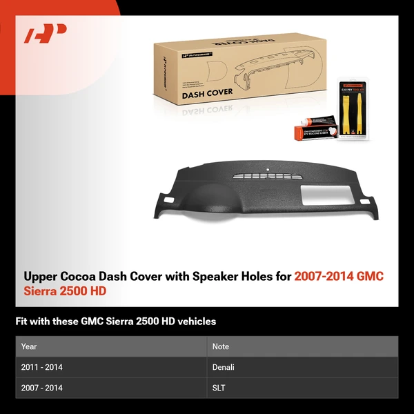 Upper Cocoa Dash Cover with Speaker Holes for 2007-2014 GMC Sierra 2500 HD