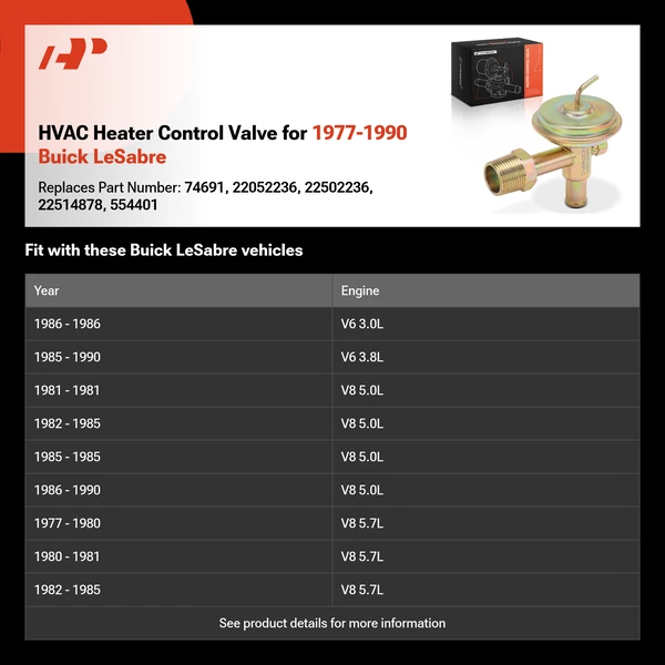 HVAC Heater Control Valve for 1977-1990 Buick LeSabre