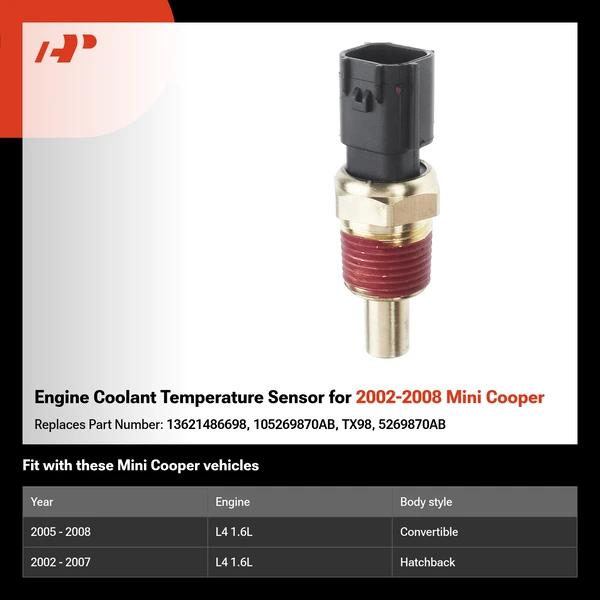 Engine Coolant Temperature Sensor for 2002-2008 Mini Cooper