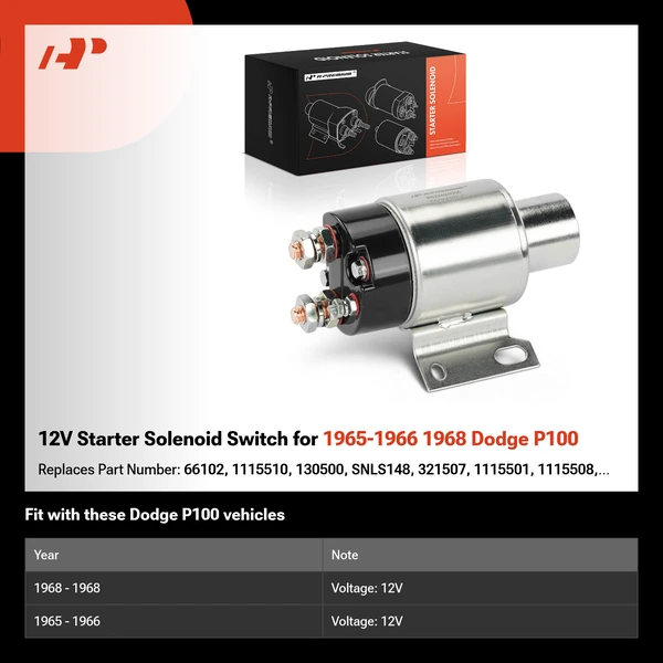 12V Starter Solenoid Switch for 1965-1966 1968 Dodge P100