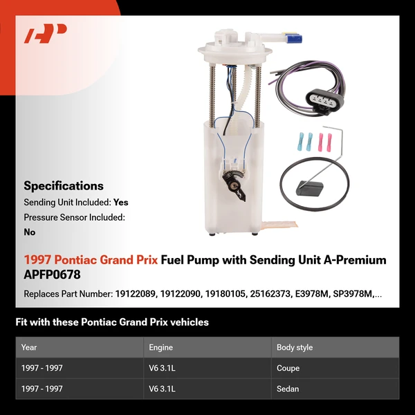 1997 Pontiac Grand Prix Fuel Pump with Sending Unit A-Premium APFP0678