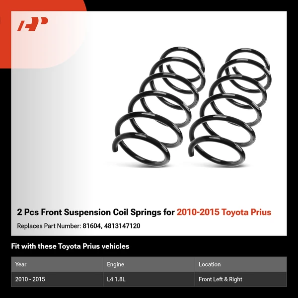 2 Pcs Front Suspension Coil Springs for 2010-2015 Toyota Prius