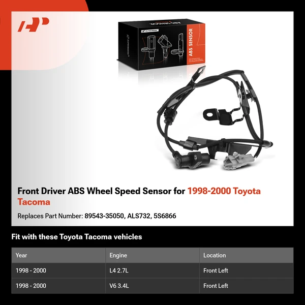 Front Driver ABS Wheel Speed Sensor for 1998-2000 Toyota Tacoma