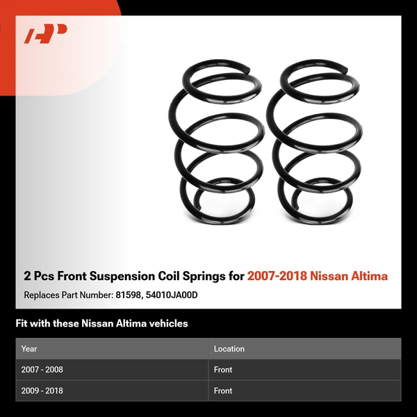 2 Pcs Front Suspension Coil Springs for 2007-2018 Nissan Altima