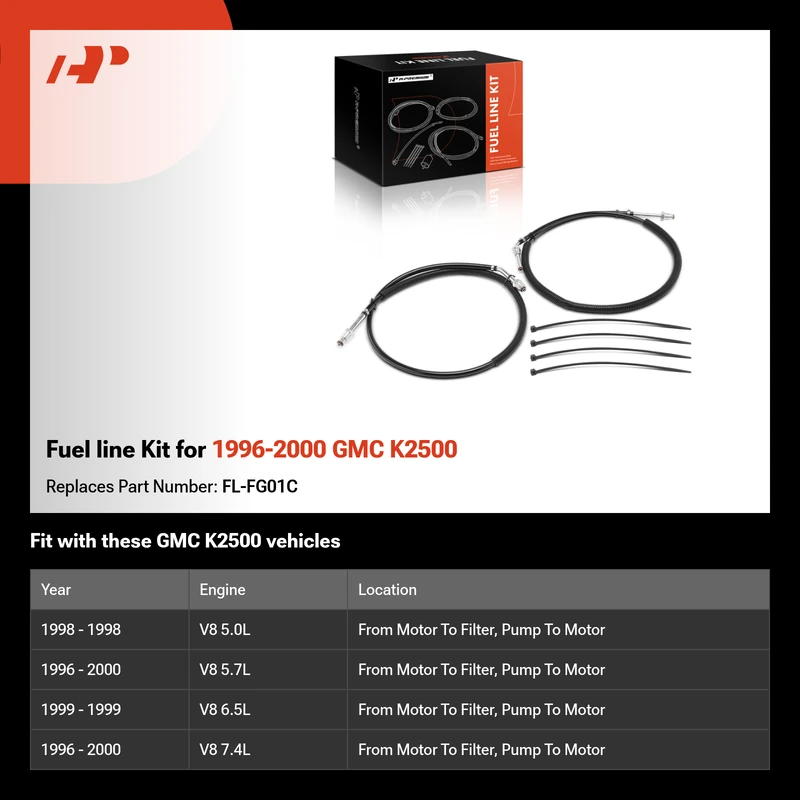 Fuel line Kit for 1996-2000 GMC K2500
