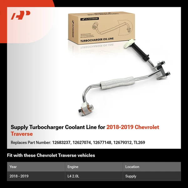 Supply Turbocharger Coolant Line for 2018-2019 Chevrolet Traverse