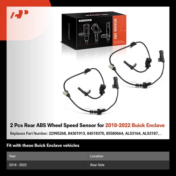 2 Pcs Rear ABS Wheel Speed Sensor for 2018-2022 Buick Enclave