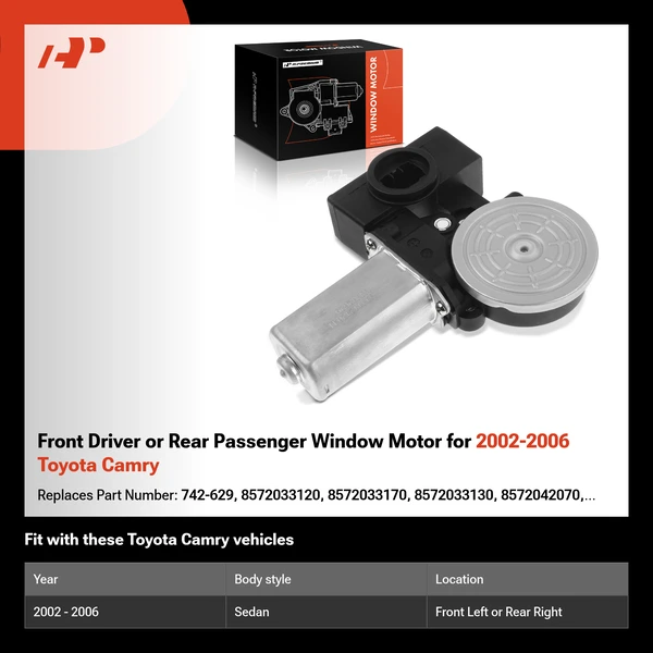 Front Driver or Rear Passenger Window Motor for 2002-2006 Toyota Camry