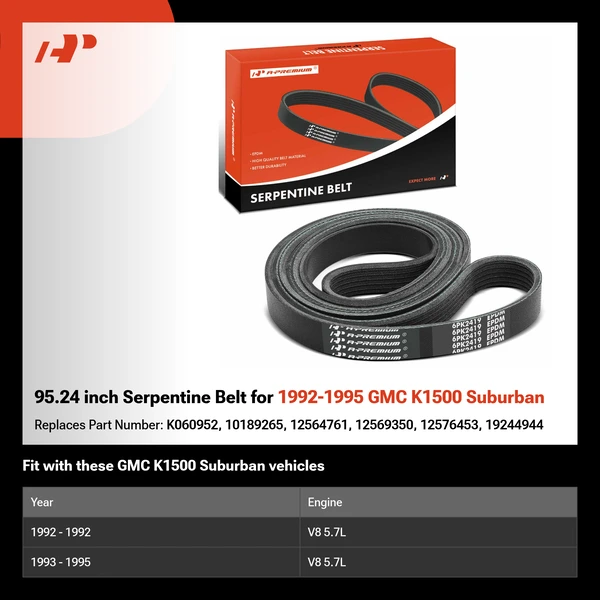 95.24 inch Serpentine Belt for 1992-1995 GMC K1500 Suburban