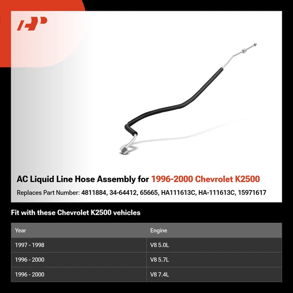 AC Liquid Line Hose Assembly for 1996-2000 Chevrolet K2500
