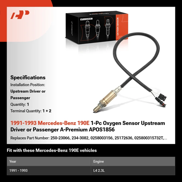 1991-1993 Mercedes-Benz 190E 1-Pc Oxygen Sensor Upstream Driver or Passenger A-Premium APOS1856