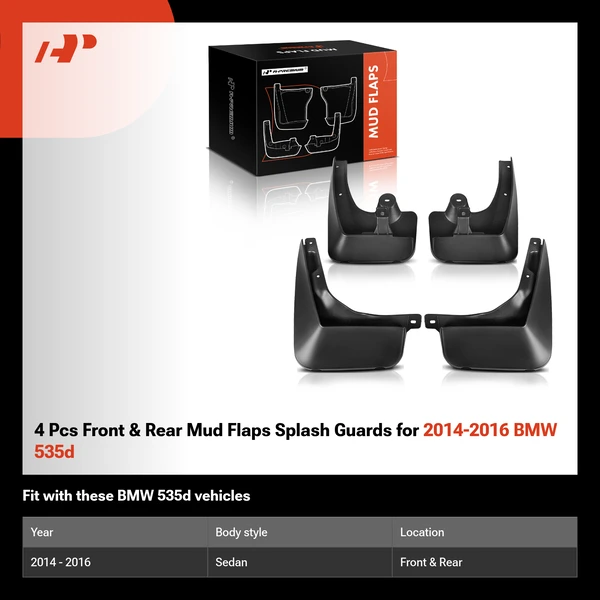 4 Pcs Front & Rear Mud Flaps Splash Guards for 2014-2016 BMW 535d