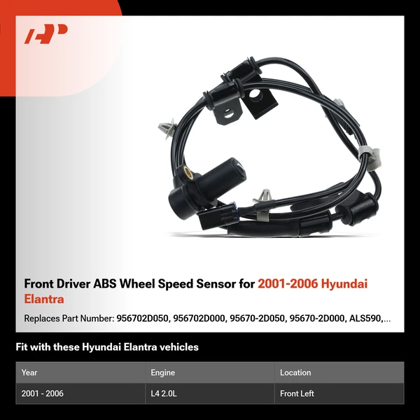 Front Driver ABS Wheel Speed Sensor for 2001-2006 Hyundai Elantra