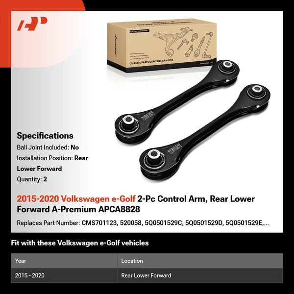 2015-2020 Volkswagen e-Golf 2-Pc Control Arm, Rear Lower Forward A-Premium APCA8828
