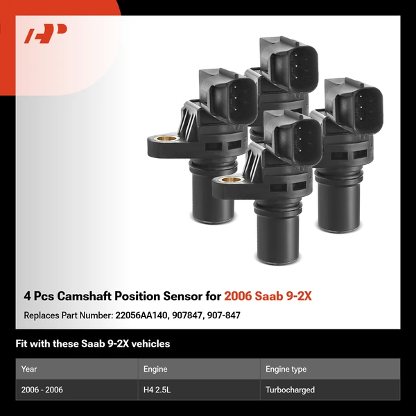 4 Pcs Camshaft Position Sensor for 2006 Saab 9-2X
