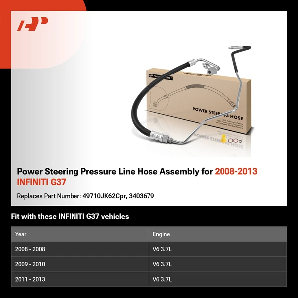 Power Steering Pressure Line Hose Assembly for 2008-2013 INFINITI G37