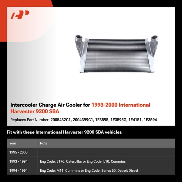 Intercooler Charge Air Cooler for 1993-2000 International Harvester 9200 SBA