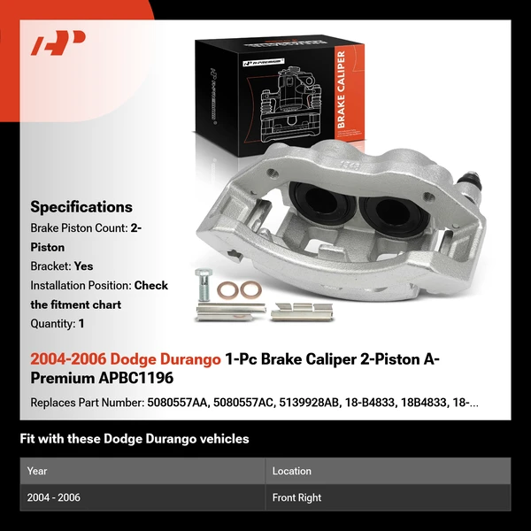 2004-2006 Dodge Durango 1-Pc Brake Caliper 2-Piston A-Premium APBC1196
