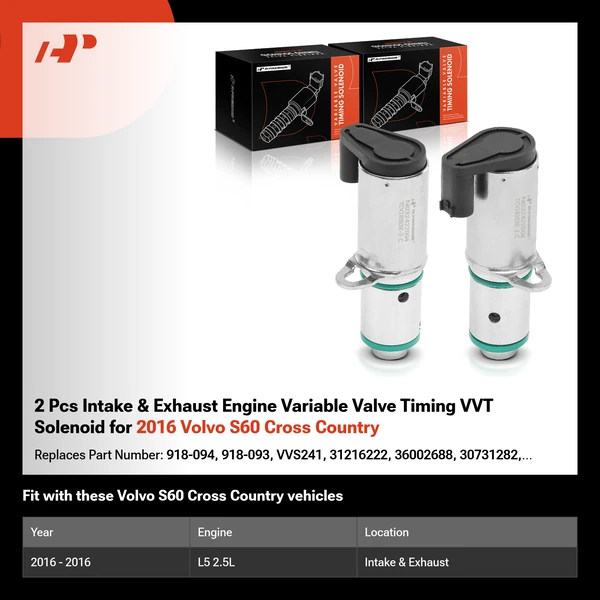2 Pcs Intake & Exhaust Engine Variable Valve Timing VVT Solenoid for 2016 Volvo S60 Cross Country