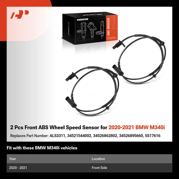 2 Pcs Front ABS Wheel Speed Sensor for 2020-2021 BMW M340i