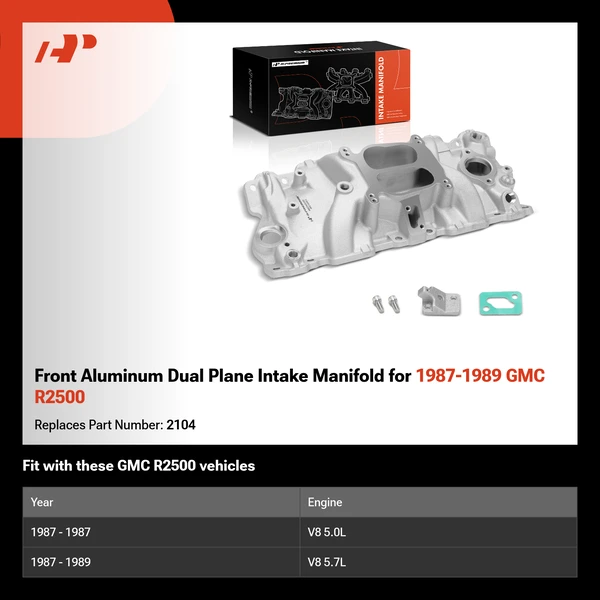 Front Aluminum Dual Plane Intake Manifold for 1987-1989 GMC R2500