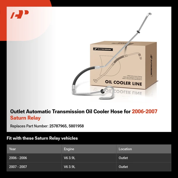 Outlet Automatic Transmission Oil Cooler Hose for 2006-2007 Saturn Relay