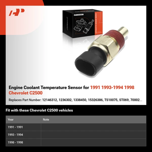 Engine Coolant Temperature Sensor for 1991 1993-1994 1998 Chevrolet C2500