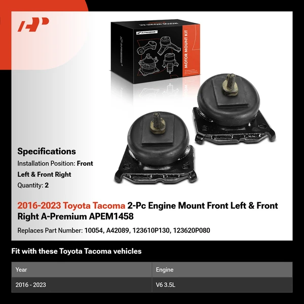 2016-2023 Toyota Tacoma 2-Pc Engine Mount Front Left & Front Right A-Premium APEM1458