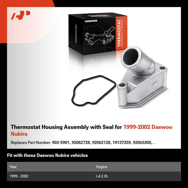 Thermostat Housing Assembly with Seal for 1999-2002 Daewoo Nubira