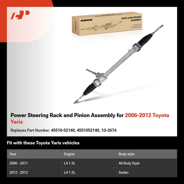 Power Steering Rack and Pinion Assembly for 2006-2012 Toyota Yaris
