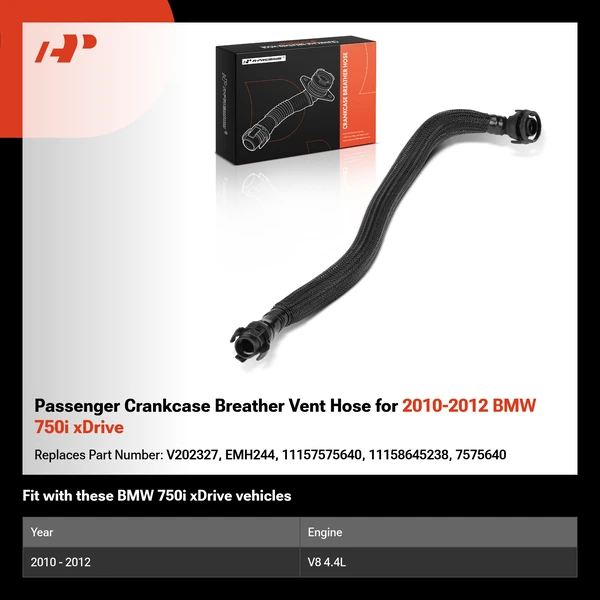 Passenger Crankcase Breather Vent Hose for 2010-2012 BMW 750i xDrive